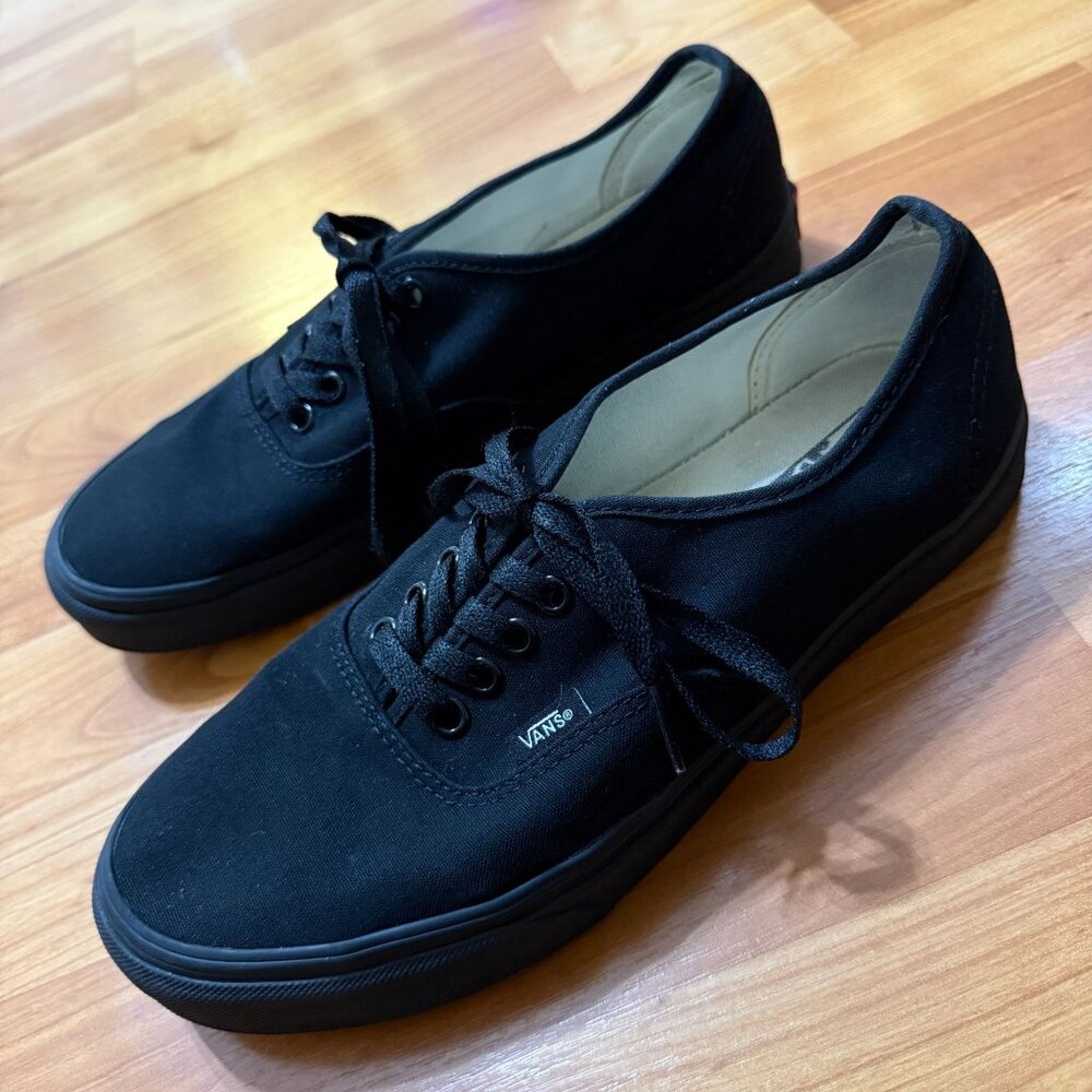 Vans Authentic Sanitized Black Canvas Lace-Up Sneakers Mens 9 / Womens‎ 10.5